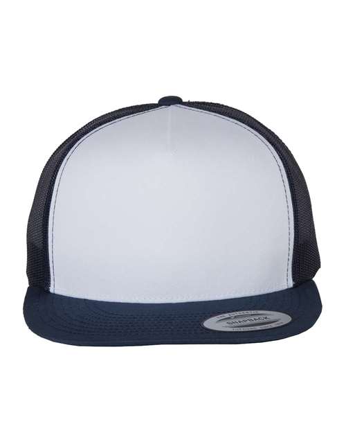 Classic Five-Panel Trucker Cap - Navy/ White/ Navy