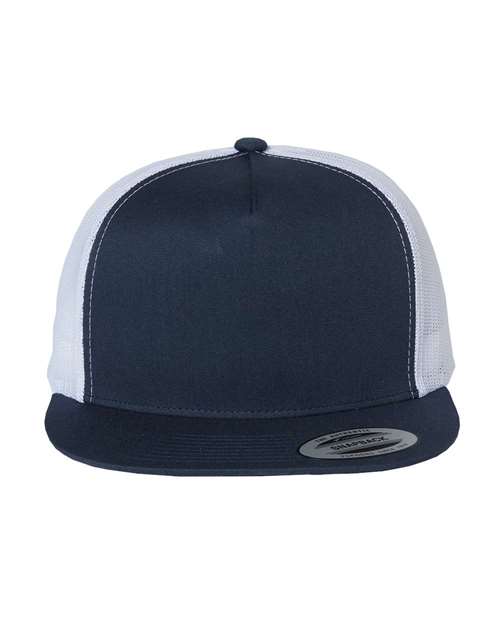 Classic Five-Panel Trucker Cap - Navy/ White