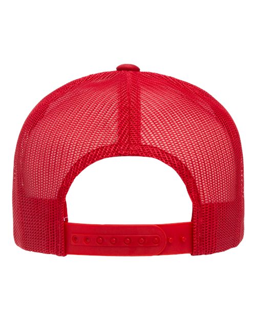 Classic Five-Panel Trucker Cap - Red/ White/ Red