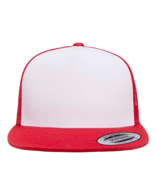 Classic Five-Panel Trucker Cap - Red/ White/ Red