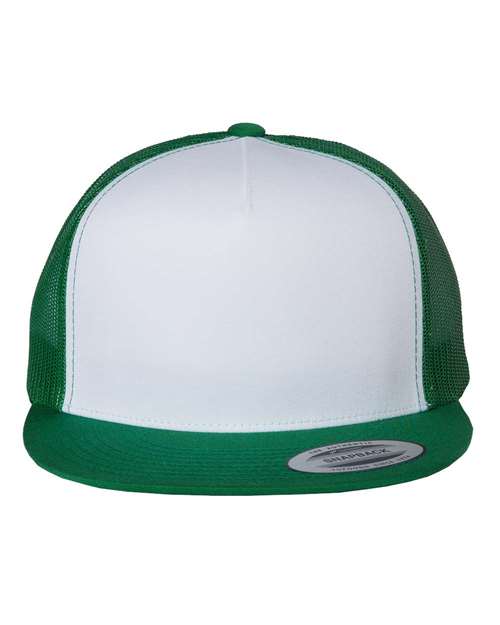 Classic Five-Panel Trucker Cap - Kelly/ White/ Kelly