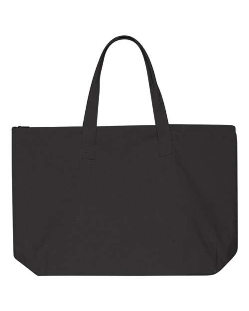 Tote with Top Zippered Closure - Black