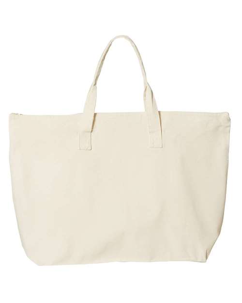 Tote with Top Zippered Closure - Natural