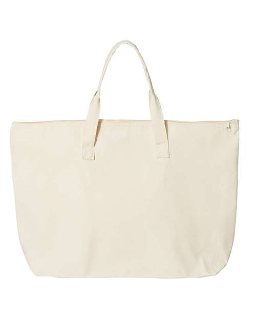 Tote with Top Zippered Closure - Natural