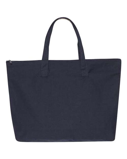 Tote with Top Zippered Closure - Navy
