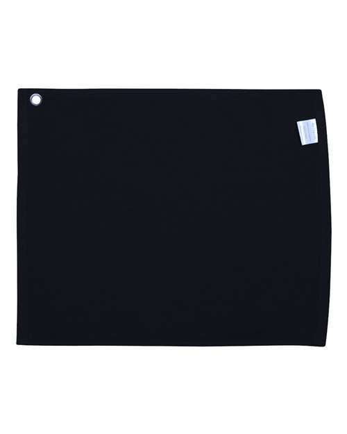 Velour Hemmed Towel with Grommet & Hook - Black