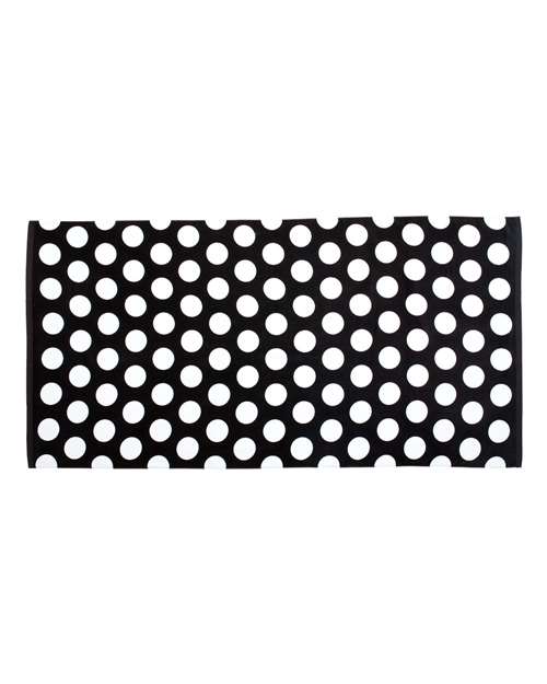 Polka Dot Velour Beach Towel - Black