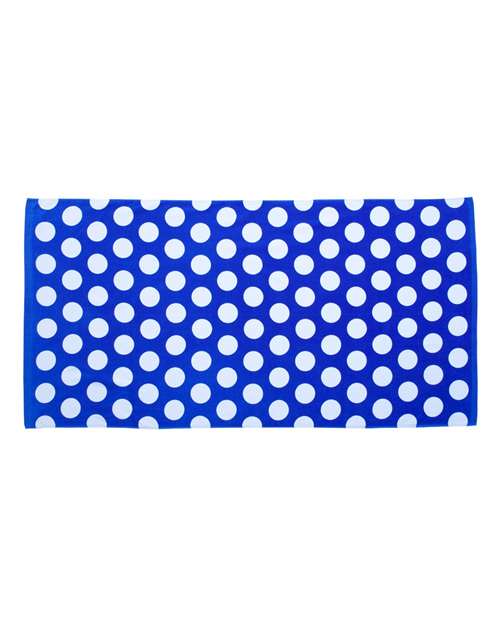 Polka Dot Velour Beach Towel - Royal