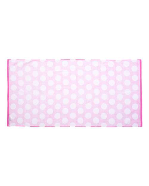 Polka Dot Velour Beach Towel - Hot Pink