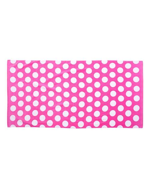 Polka Dot Velour Beach Towel - Hot Pink