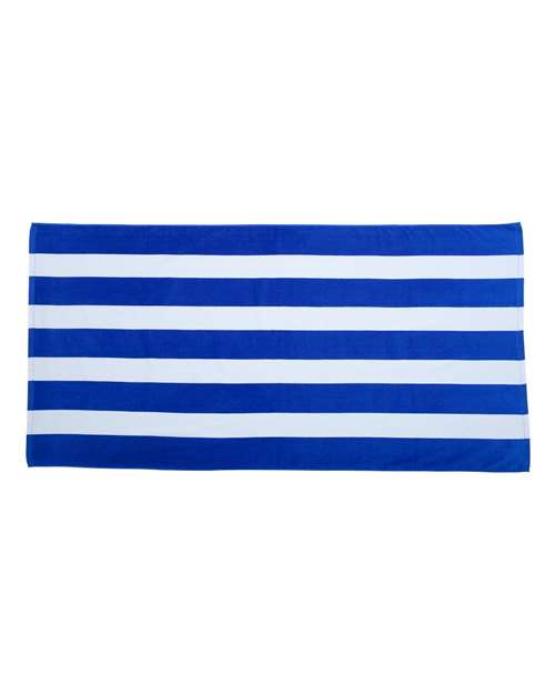 Cabana Stripe Velour Beach Towel - Royal