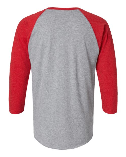 Men's Baseball Fine Jersey Three-Quarter Sleeve Tee - Vintage Heather/ Vintage Red