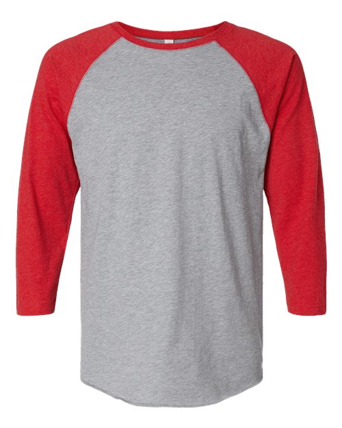 Men's Baseball Fine Jersey Three-Quarter Sleeve Tee - Vintage Heather/ Vintage Red