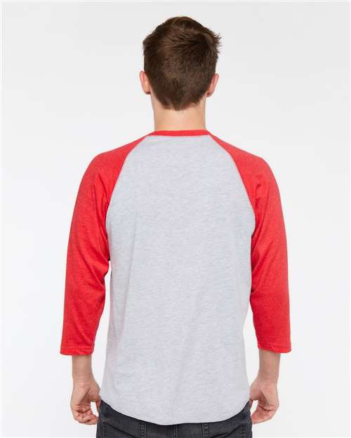 Men's Baseball Fine Jersey Three-Quarter Sleeve Tee - Vintage Heather/ Vintage Red