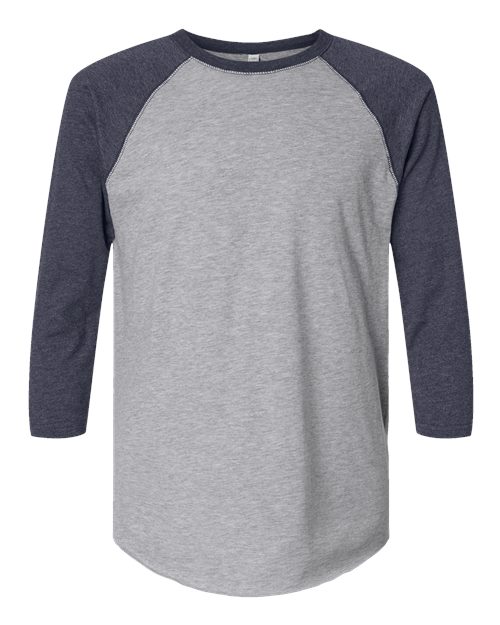 Men's Baseball Fine Jersey Three-Quarter Sleeve Tee - Vintage Heather/ Vintage Navy
