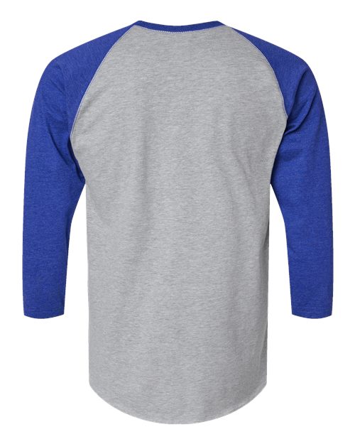 Men's Baseball Fine Jersey Three-Quarter Sleeve Tee - Vintage Heather/ Vintage Royal