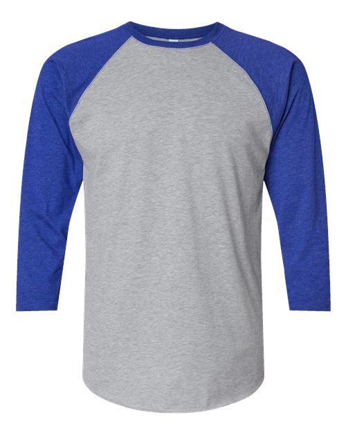 Men's Baseball Fine Jersey Three-Quarter Sleeve Tee - Vintage Heather/ Vintage Royal