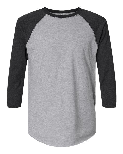 Men's Baseball Fine Jersey Three-Quarter Sleeve Tee - Vintage Heather/ Vintage Smoke