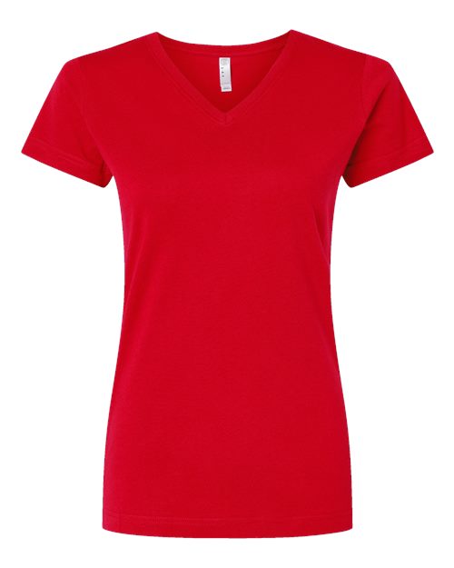Women's Fine Jersey V-Neck Tee - Red