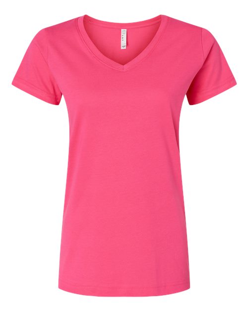 Women's Fine Jersey V-Neck Tee - Hot Pink