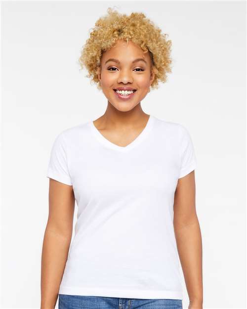 Women's Fine Jersey V-Neck Tee - White
