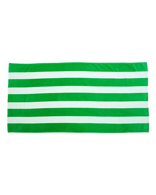 Cabana Stripe Velour Beach Towel - Kelly