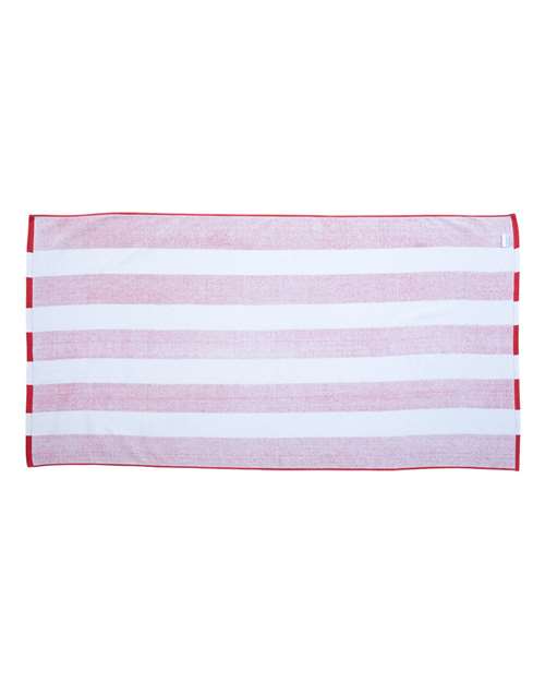 Cabana Stripe Velour Beach Towel - Red