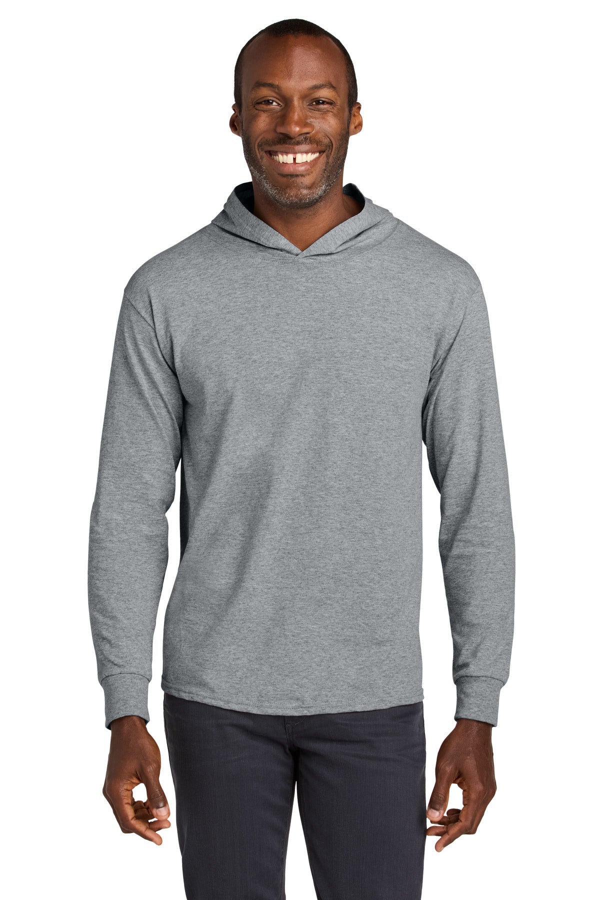 Jerzees Classics Unisex Cotton Long Sleeve Hooded T-Shirt - Athletic Heather