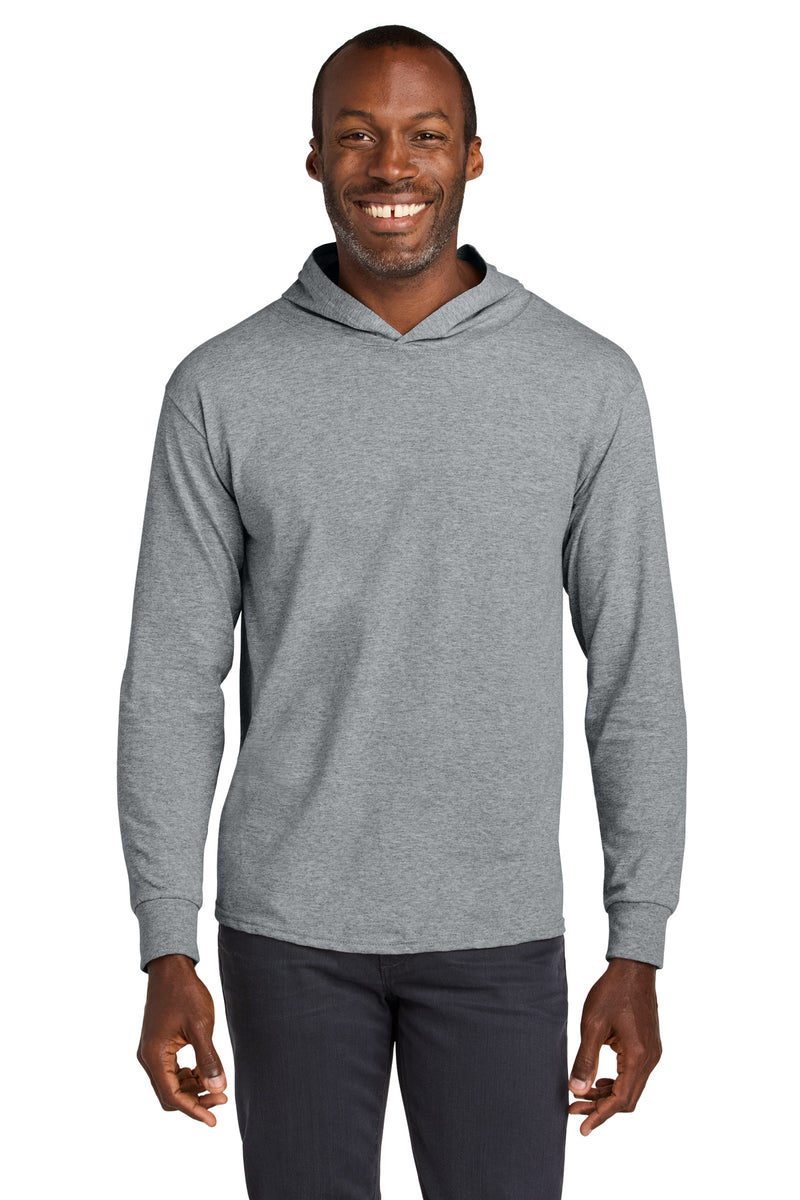 Jerzees Classics Unisex Cotton Long Sleeve Hooded T-Shirt - Athletic Heather
