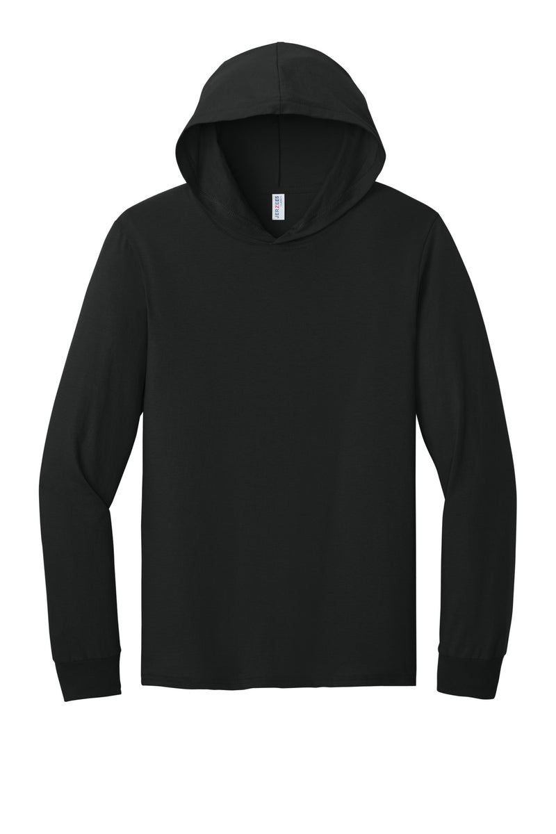 Jerzees Classics Unisex Cotton Long Sleeve Hooded T-Shirt - Black Ink