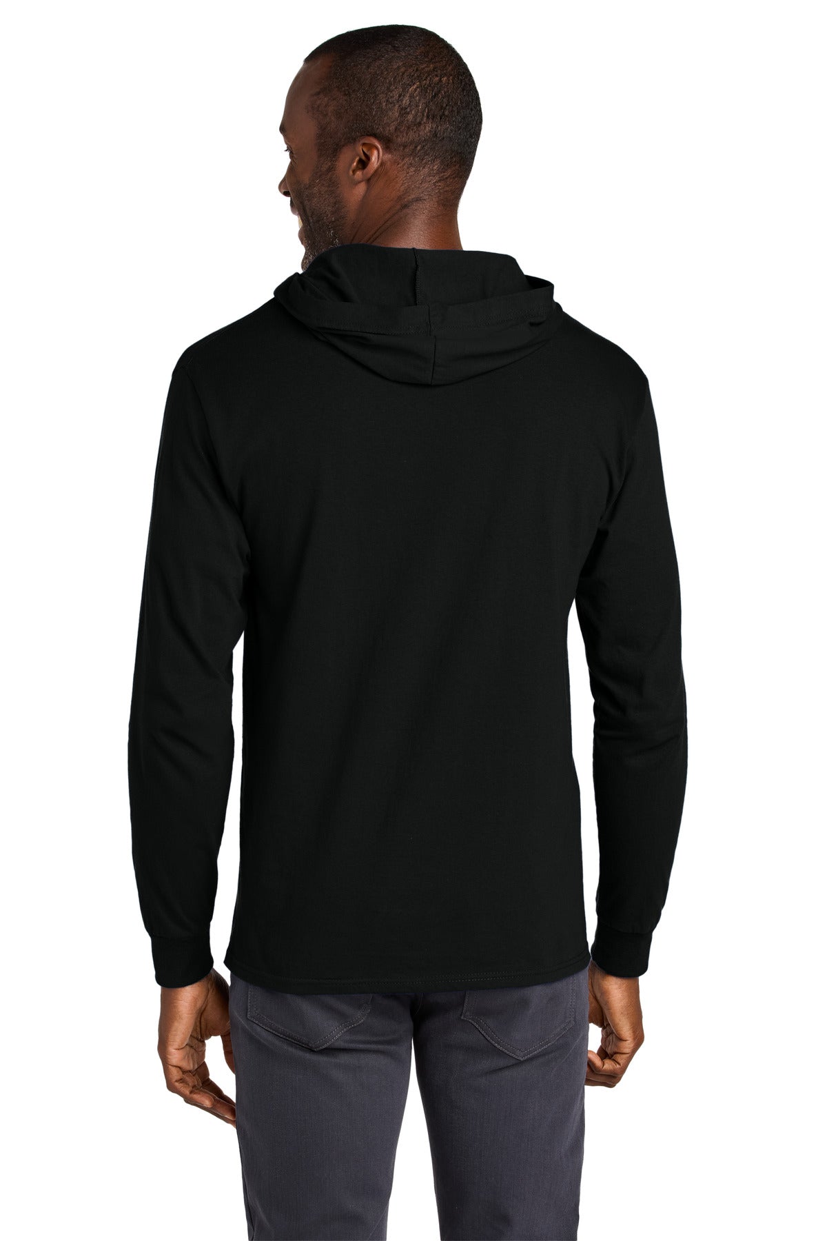 Jerzees Classics Unisex Cotton Long Sleeve Hooded T-Shirt - Black Ink