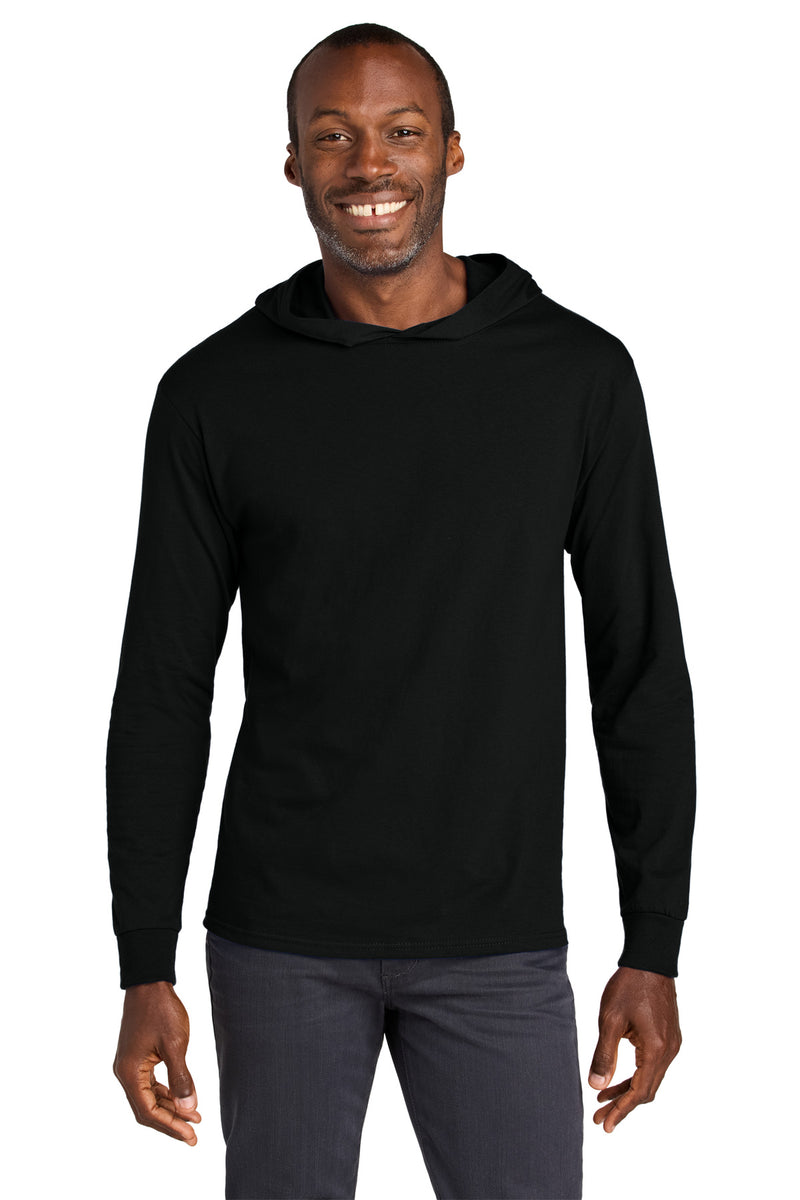 Jerzees Classics Unisex Cotton Long Sleeve Hooded T-Shirt - Black Ink