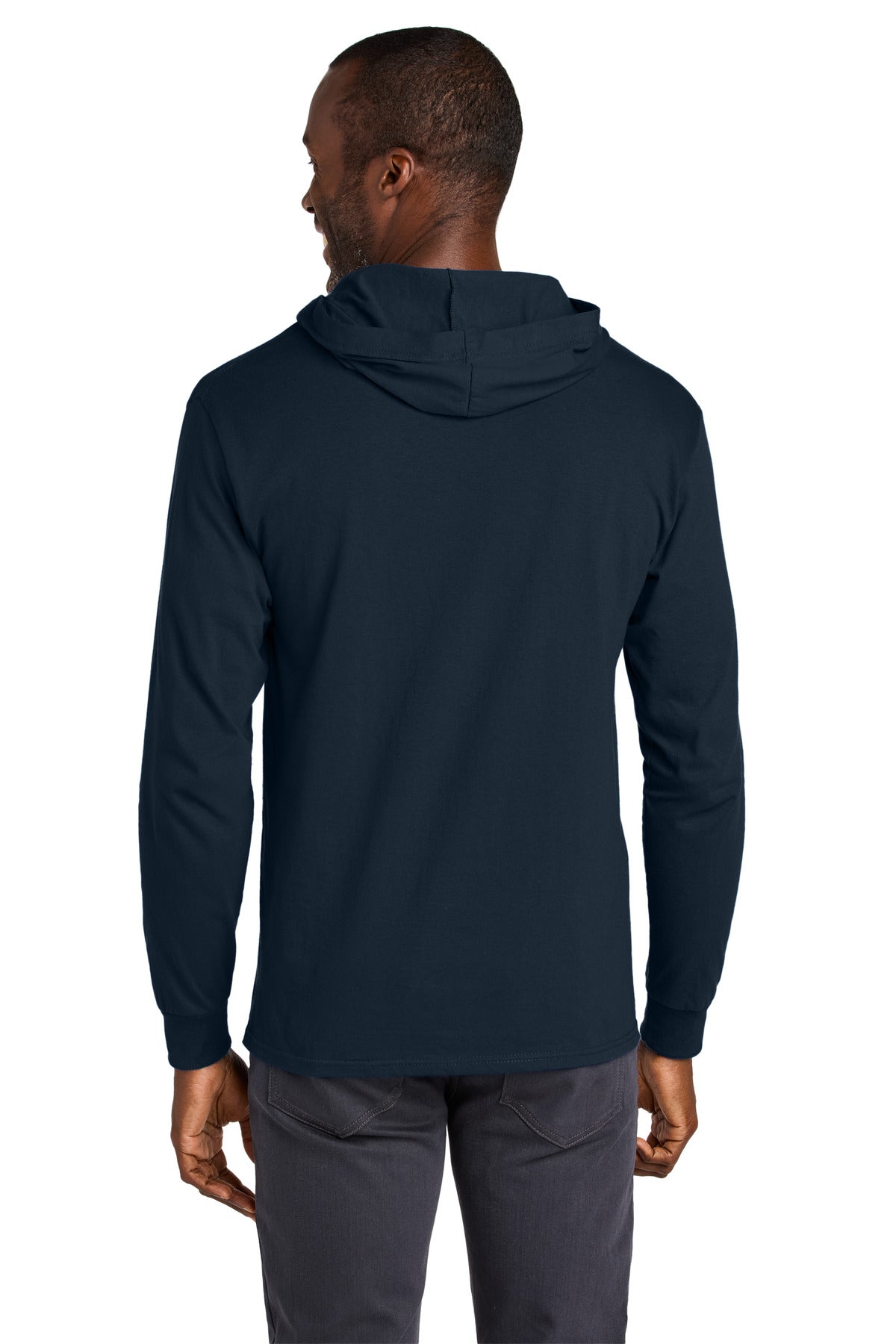 Jerzees Classics Unisex Cotton Long Sleeve Hooded T-Shirt - J. Navy