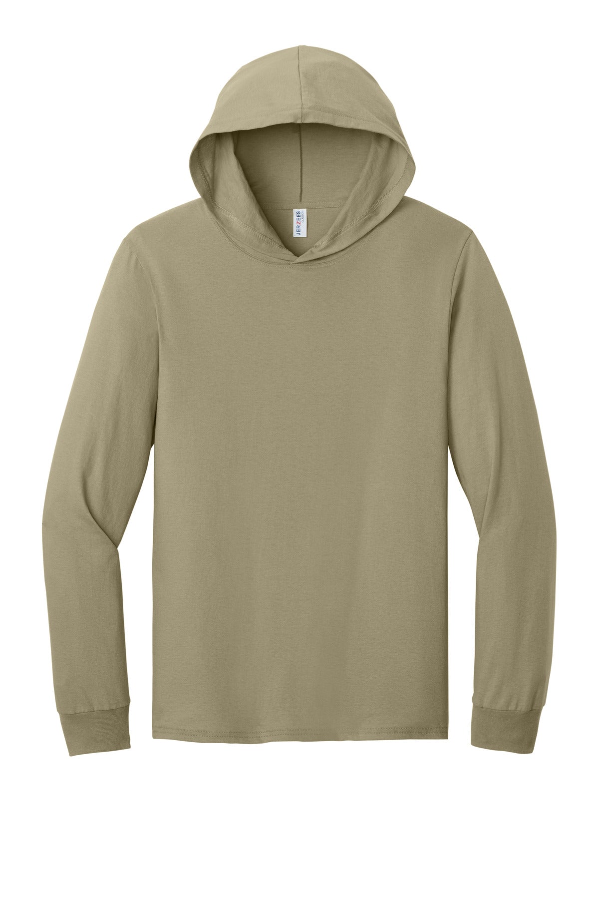Jerzees Classics Unisex Cotton Long Sleeve Hooded T-Shirt - Khaki