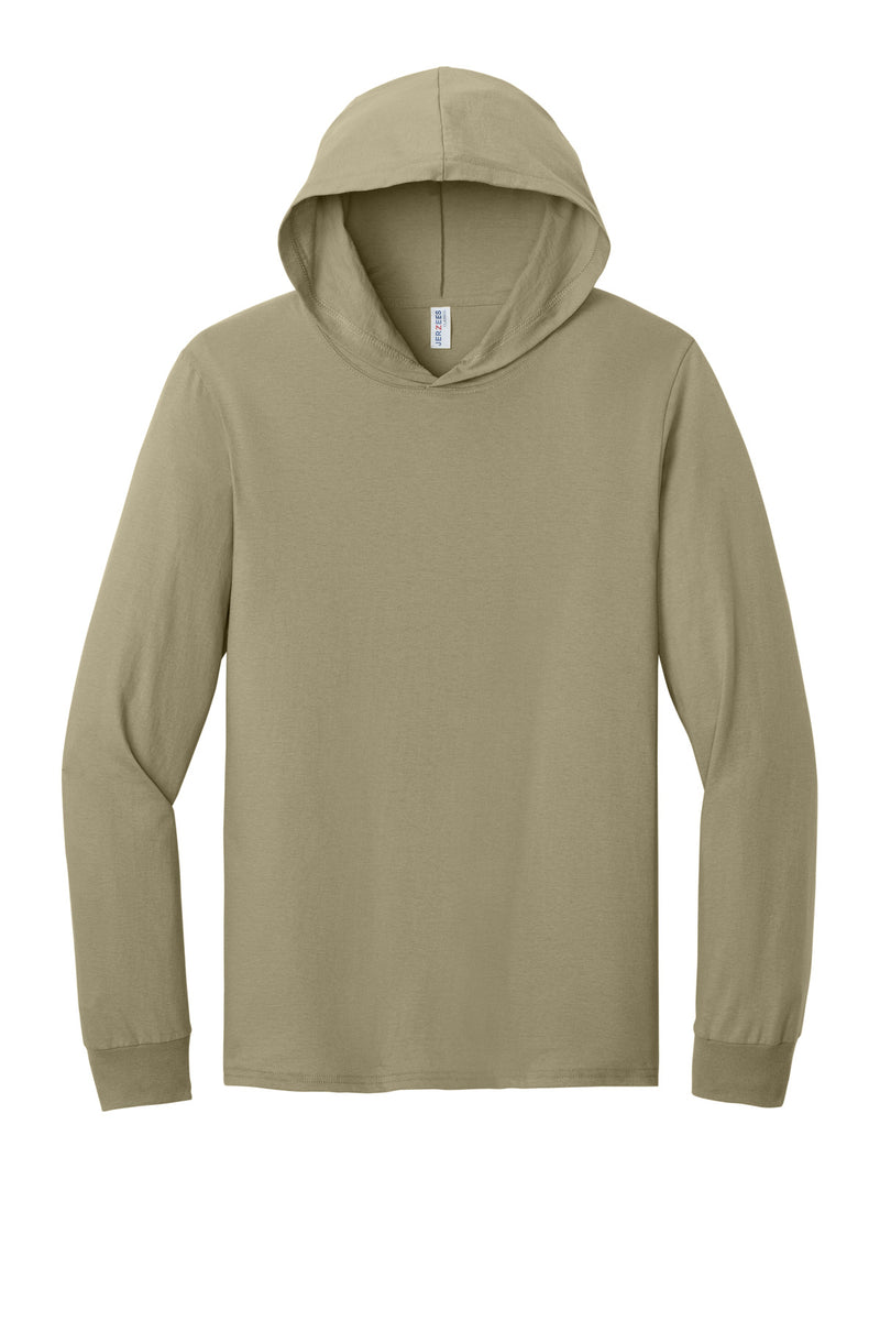 Jerzees Classics Unisex Cotton Long Sleeve Hooded T-Shirt - Khaki