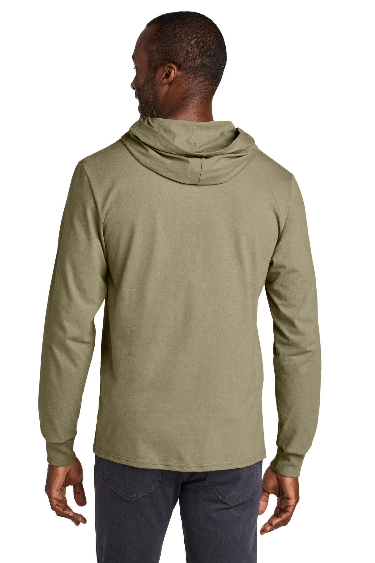 Jerzees Classics Unisex Cotton Long Sleeve Hooded T-Shirt - Khaki