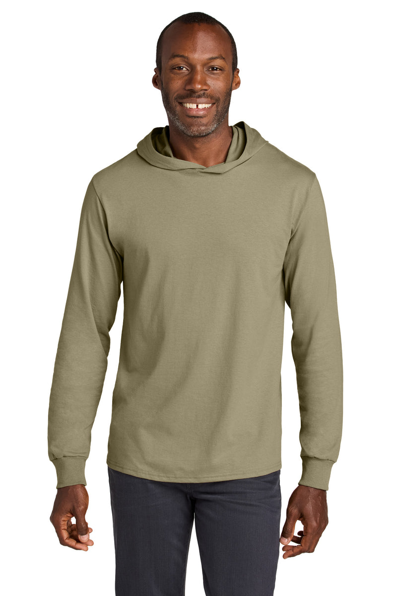 Jerzees Classics Unisex Cotton Long Sleeve Hooded T-Shirt - Khaki