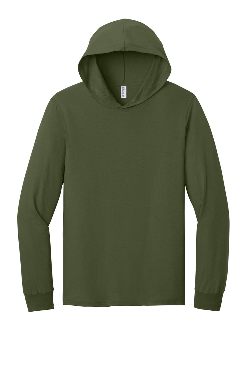 Jerzees Classics Unisex Cotton Long Sleeve Hooded T-Shirt - Military Green
