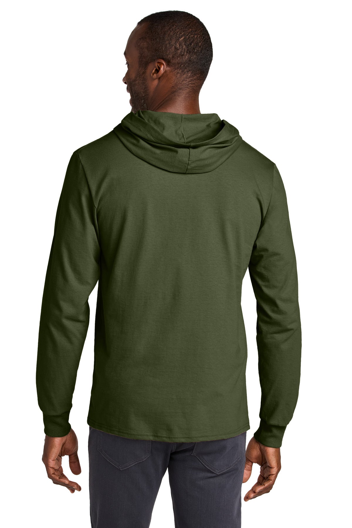 Jerzees Classics Unisex Cotton Long Sleeve Hooded T-Shirt - Military Green