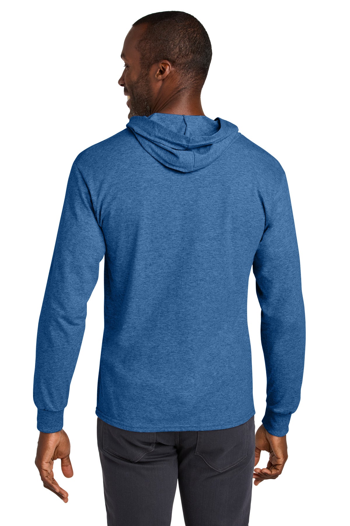 Jerzees Classics Unisex Cotton Long Sleeve Hooded T-Shirt - Retro Heather Royal