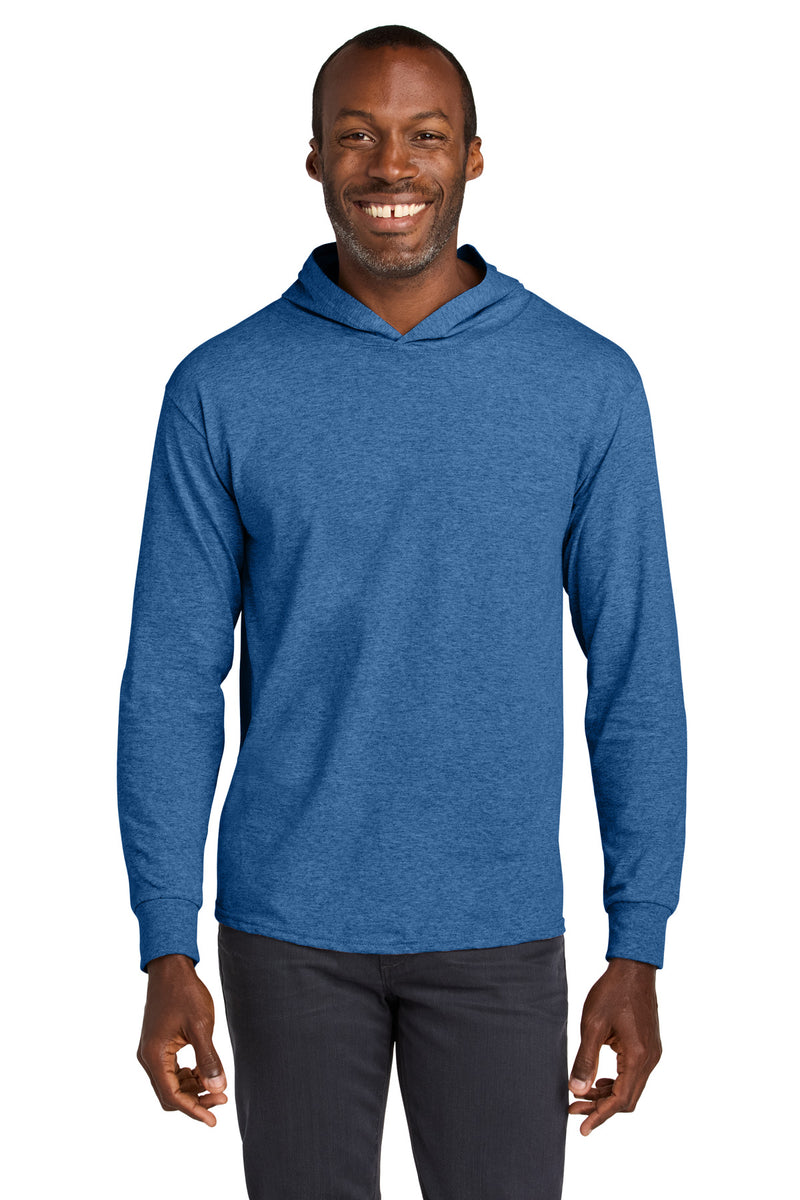 Jerzees Classics Unisex Cotton Long Sleeve Hooded T-Shirt - Retro Heather Royal
