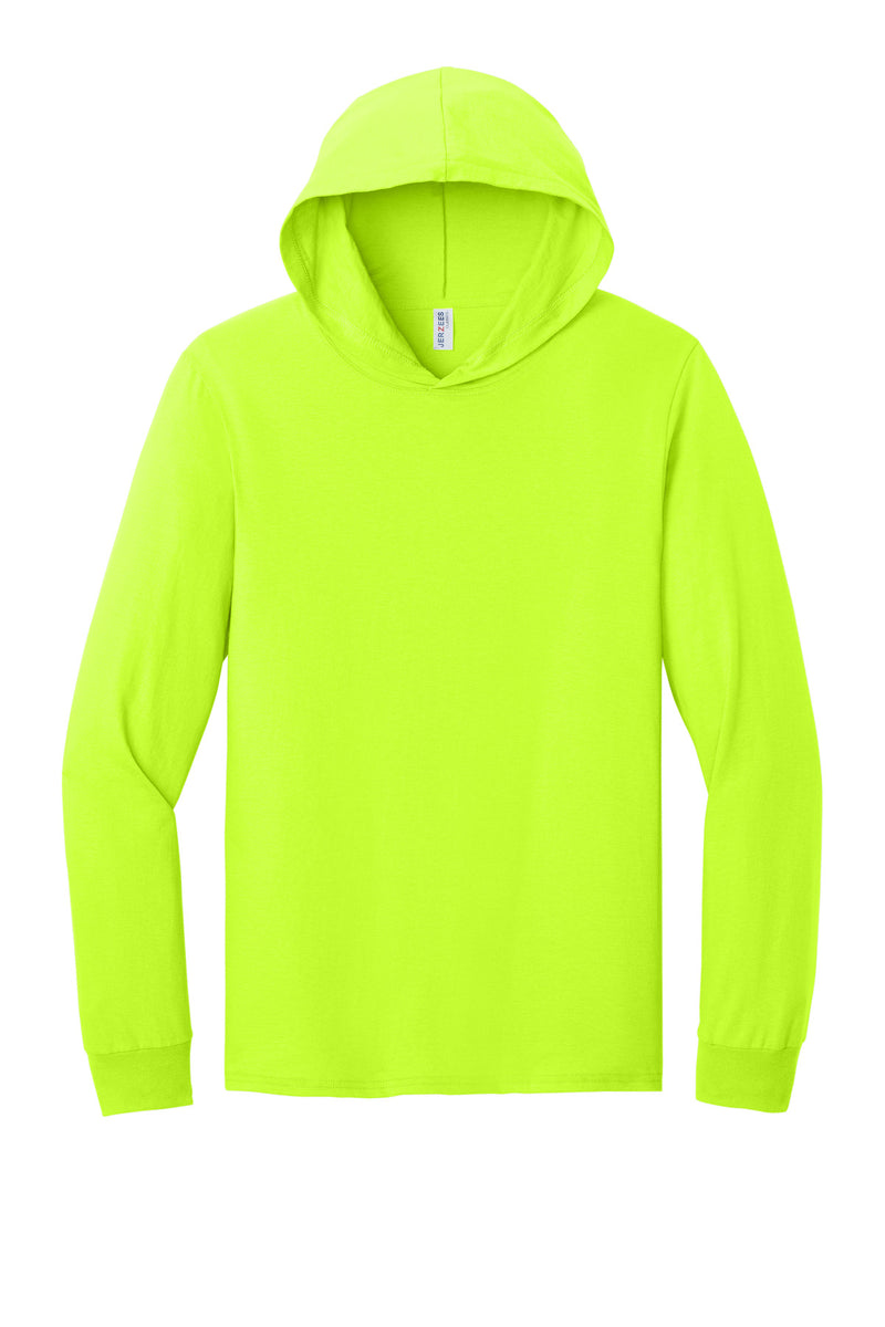 Jerzees Classics Unisex Cotton Long Sleeve Hooded T-Shirt - Safety Green