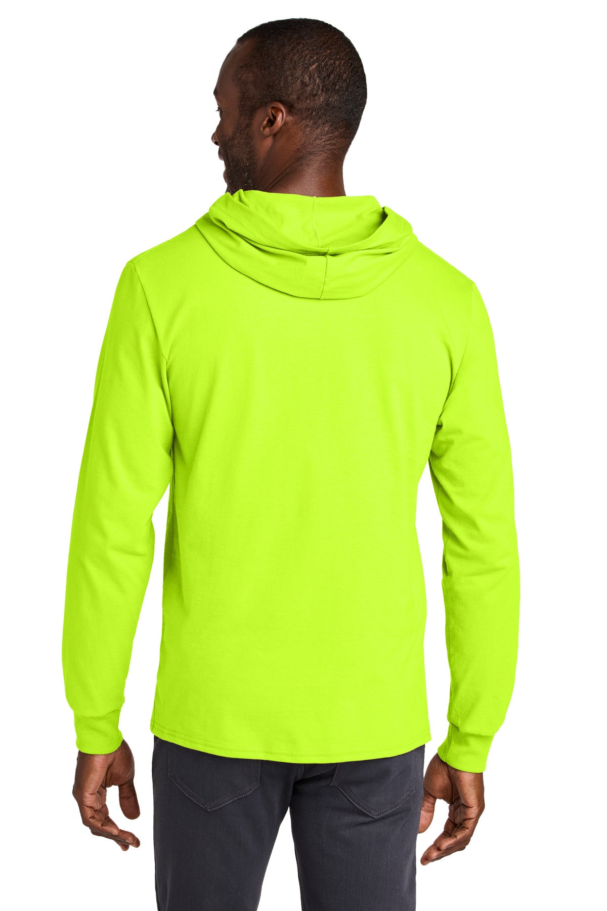 Jerzees Classics Unisex Cotton Long Sleeve Hooded T-Shirt - Safety Green