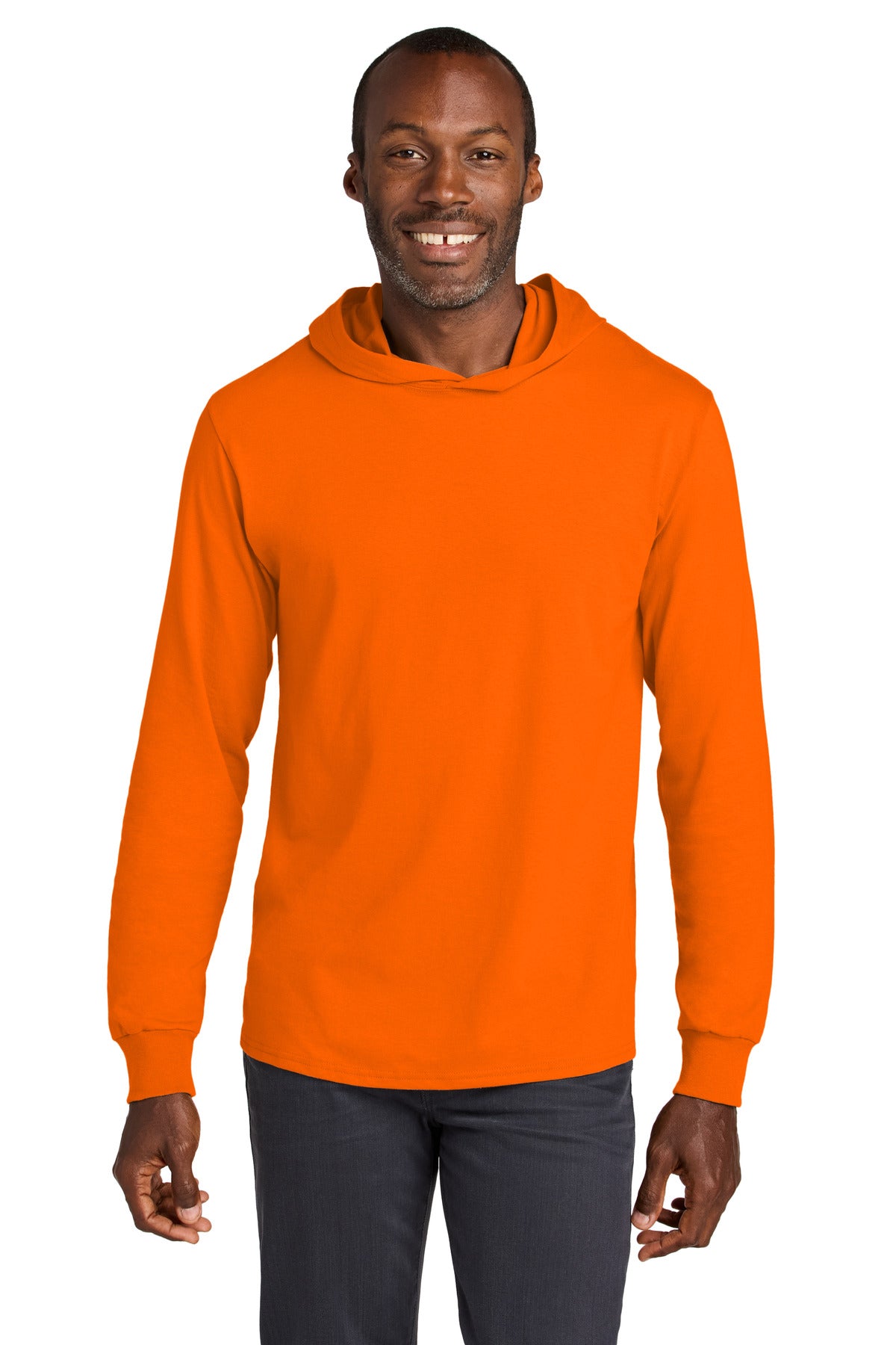 Jerzees Classics Unisex Cotton Long Sleeve Hooded T-Shirt - Safety Orange
