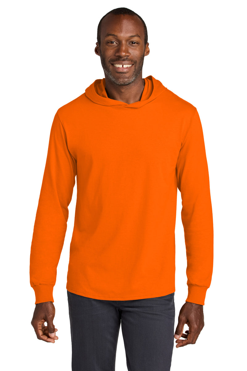 Jerzees Classics Unisex Cotton Long Sleeve Hooded T-Shirt - Safety Orange
