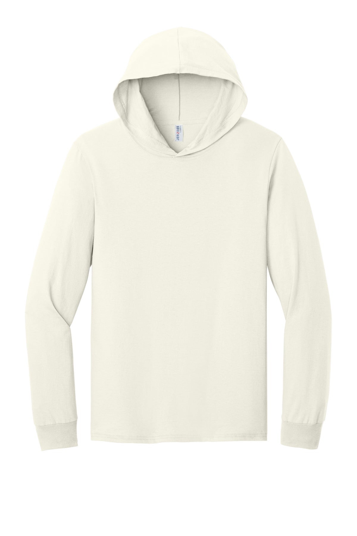 Jerzees Classics Unisex Cotton Long Sleeve Hooded T-Shirt - Sweet Cream Heather