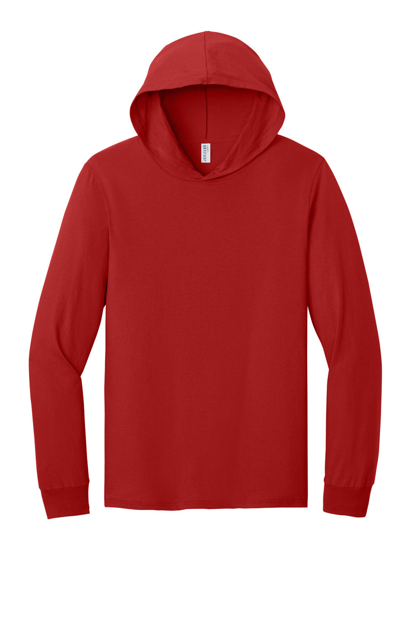 Jerzees Classics Unisex Cotton Long Sleeve Hooded T-Shirt - True Red
