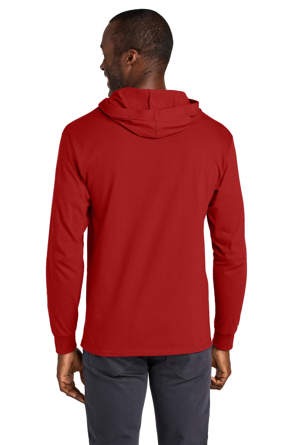 Jerzees Classics Unisex Cotton Long Sleeve Hooded T-Shirt - True Red