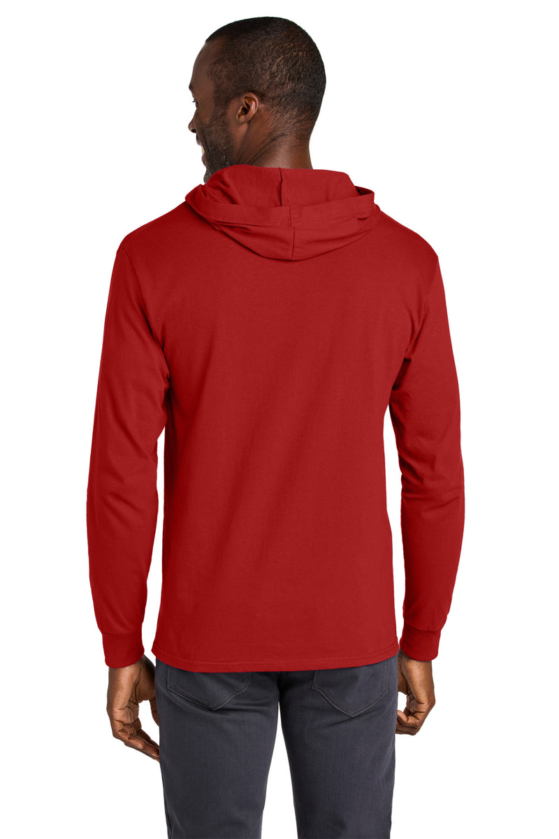 Jerzees Classics Unisex Cotton Long Sleeve Hooded T-Shirt - True Red