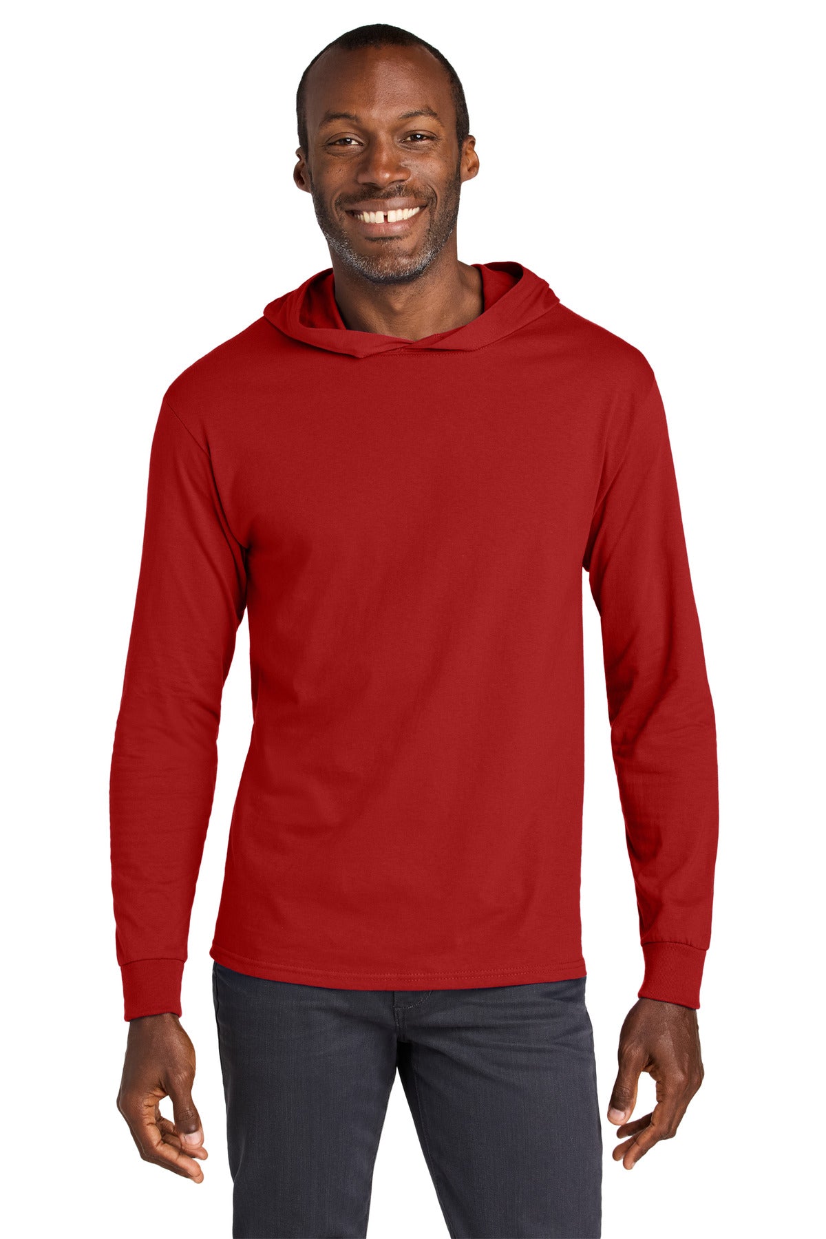 Jerzees Classics Unisex Cotton Long Sleeve Hooded T-Shirt - True Red